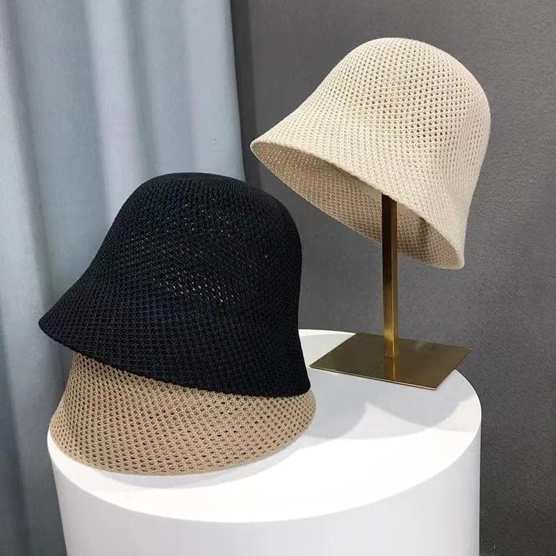 Chapéu de Verão Feminino Tipo Bucket, Fino, Respirável, com Design Vazado, Chapéu de Sol para Praia, Chapéu Panamá Femin