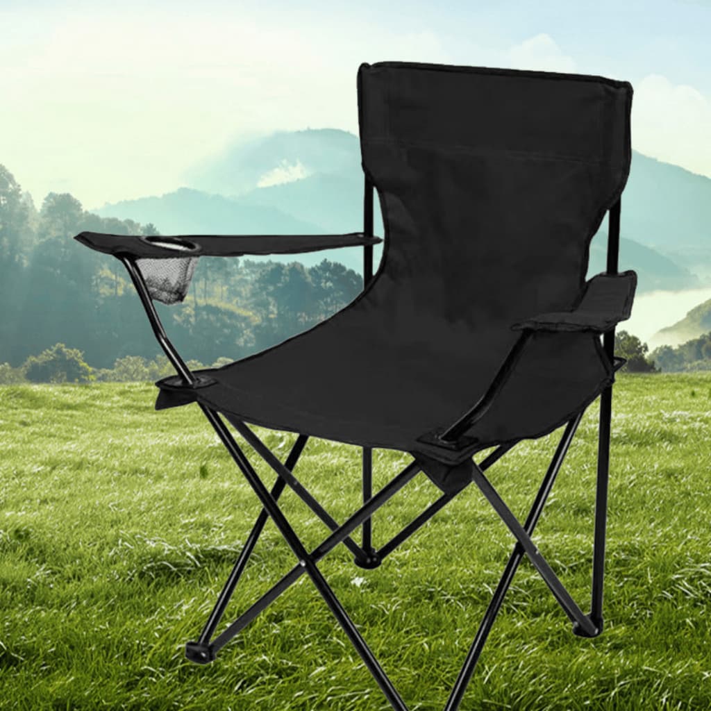 kit2  Cadeira Dobrável Camping Portátil Com Apoio De Braço e Porta Copo Suporta 130kg