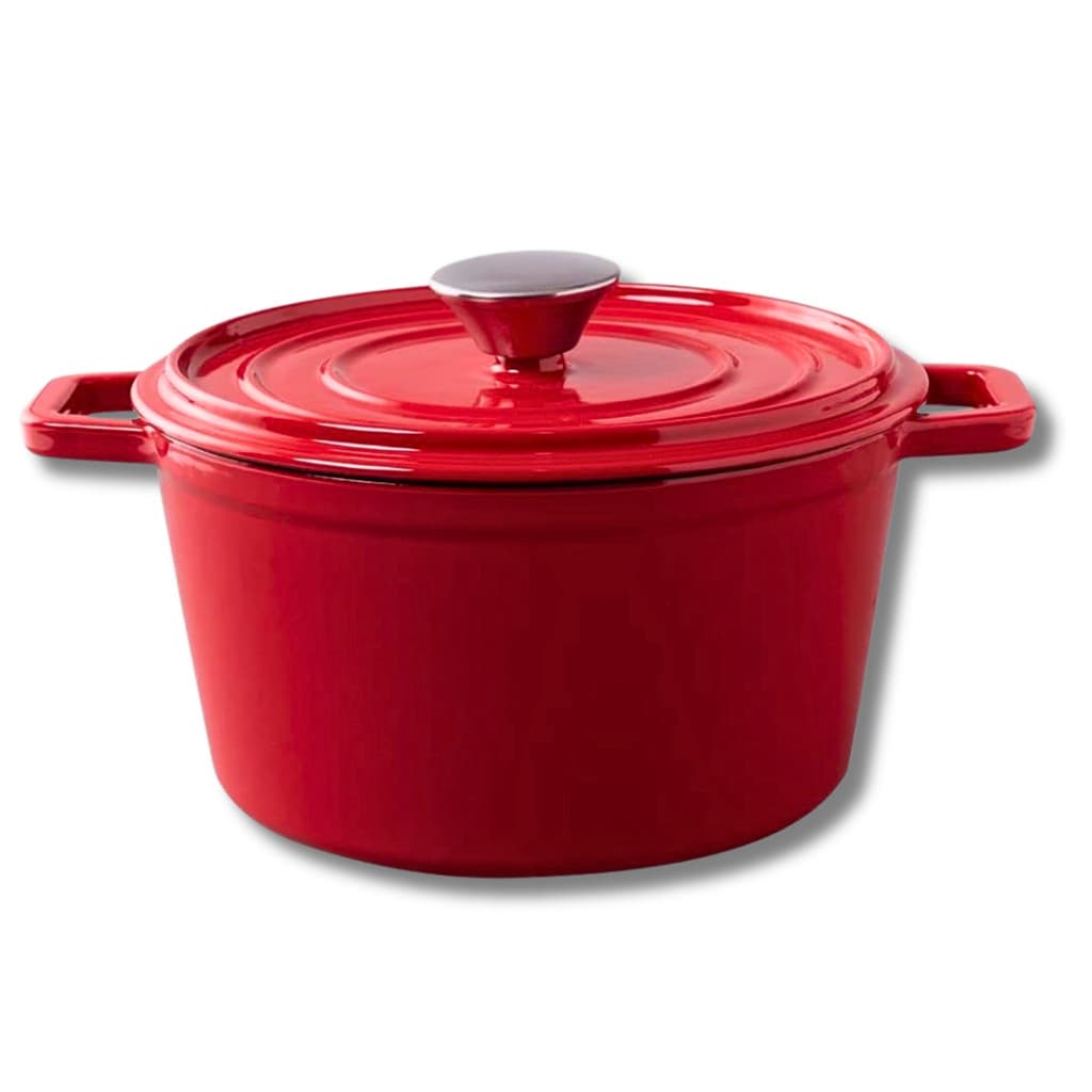 Caçarola Indução Ferro Fundido Esmaltado 24 cm 3.6 L Sauté Vermelha - Haus Concept