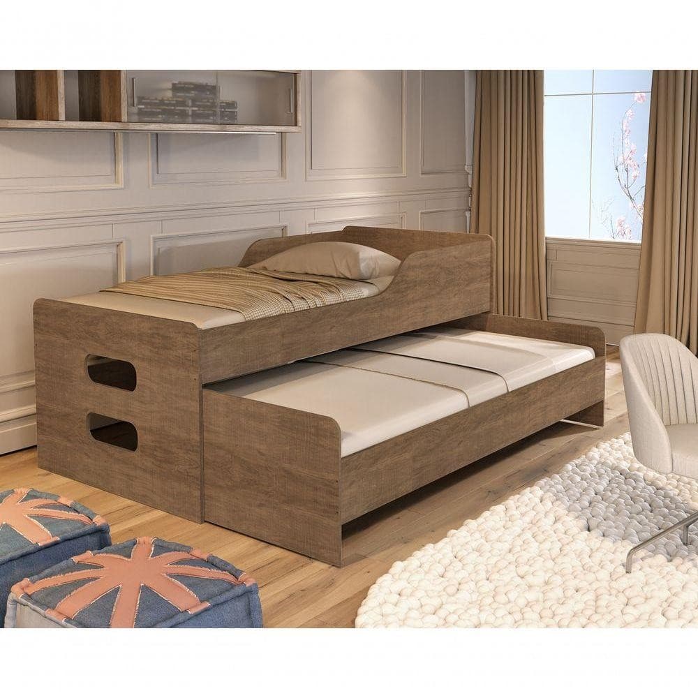 Cama Solteiro Com Cama Embutida E Grade De Proteção – Modelo Elis