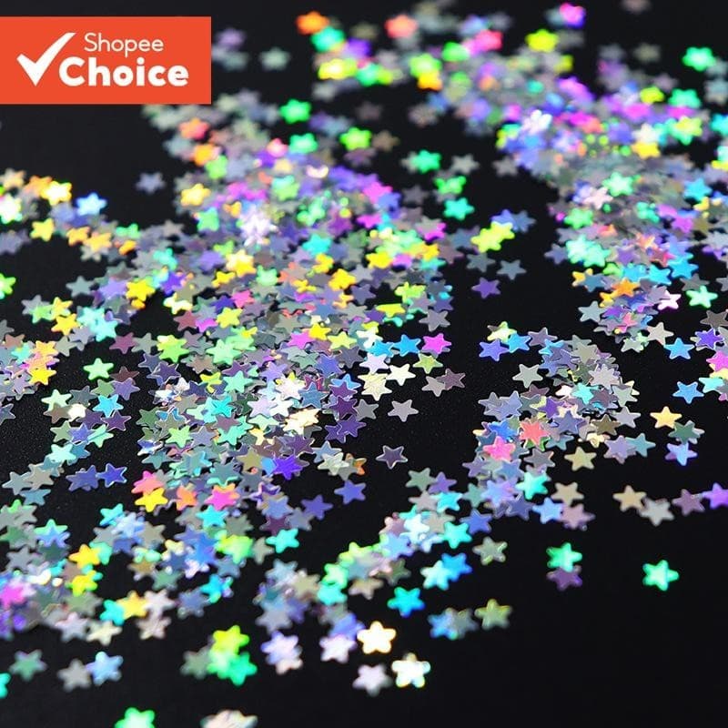 2g Laser 3MM Star Sequins Cinco Pontas Manicure Acessórios Epoxy Design