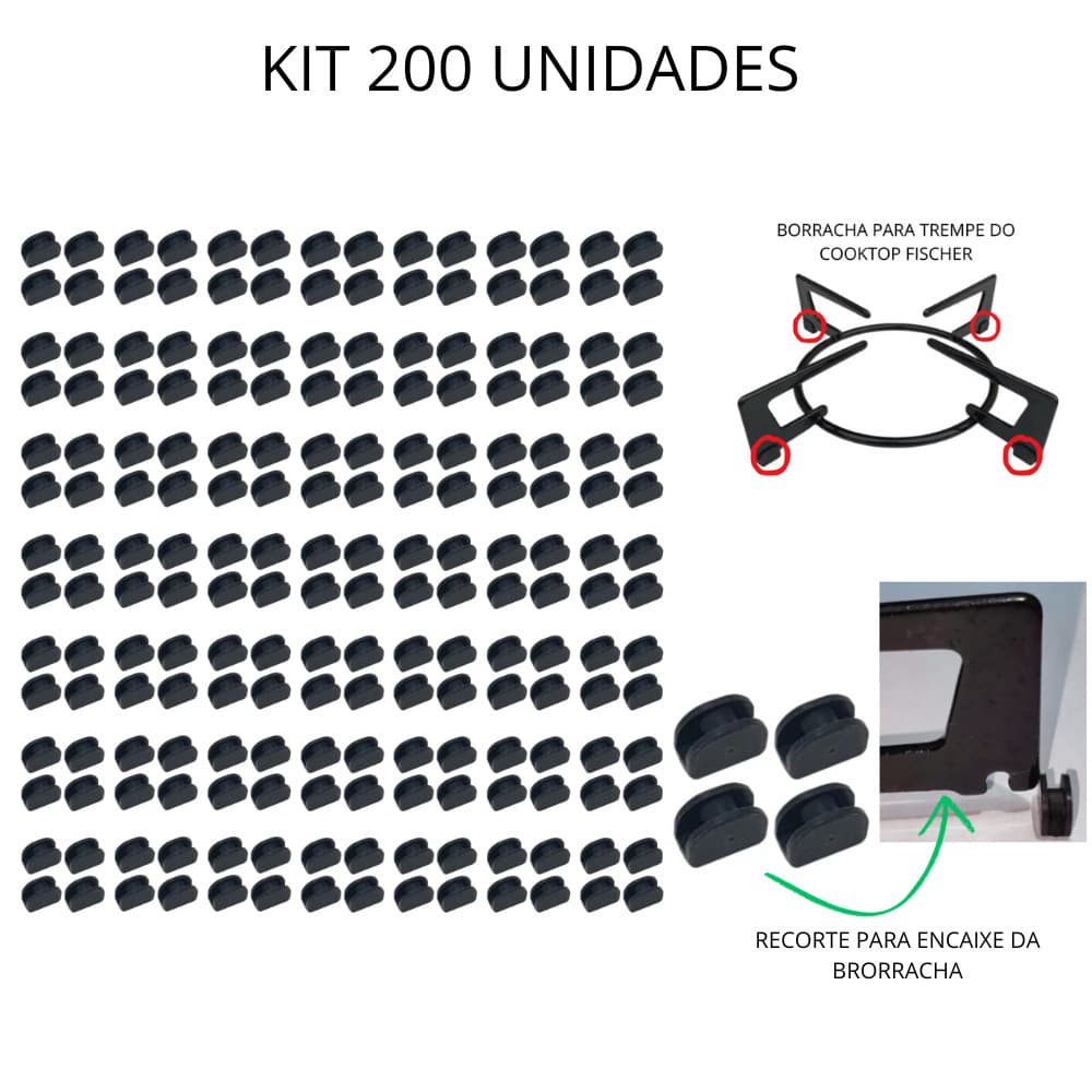 Borracha da Trempe Grade Cooktop Fogão Fischer - 200 Peças