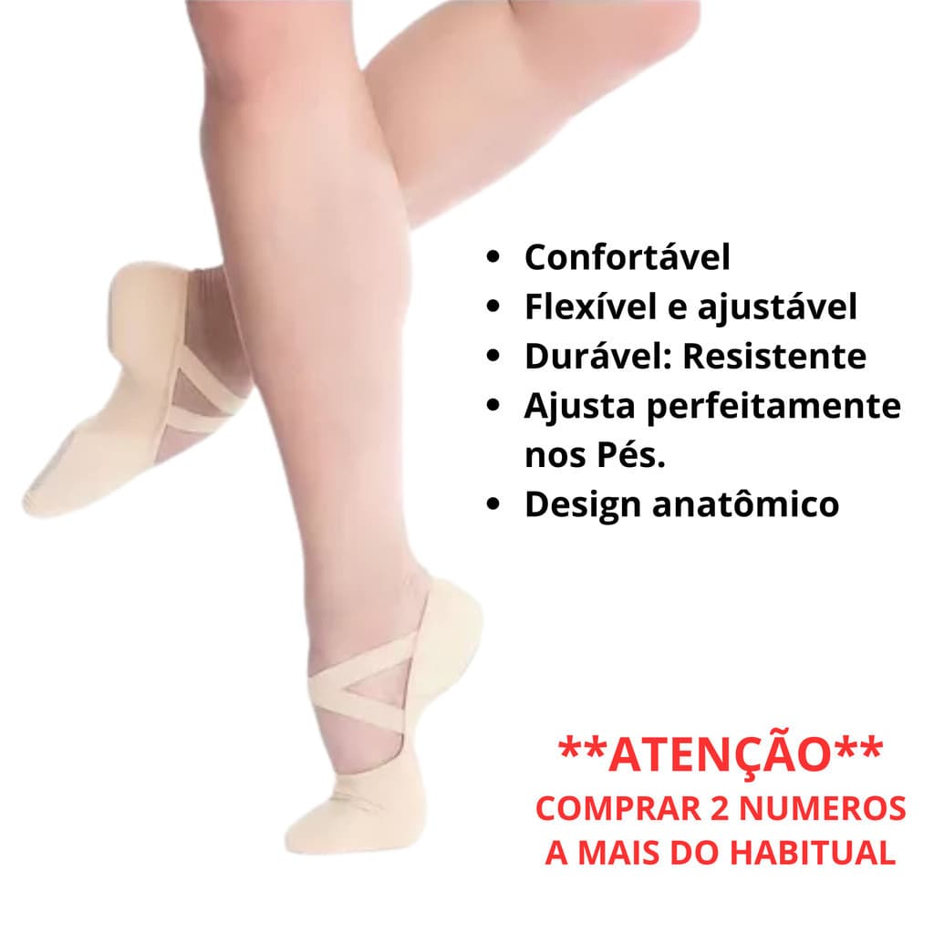 Sapatilha Sola Dividida Tecido Ballet, Sapatilha Ballet Duplo X, Sapatilha de Ballet de Lona. Preço Promocional Hoje!