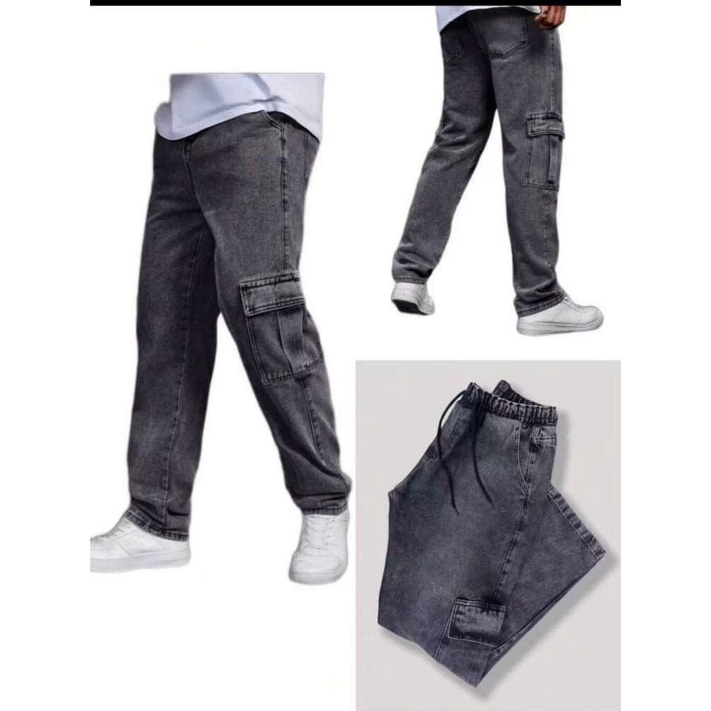 Calça Cargo Grafite Bolso Lateral Street Urbano Estilo Rua Streetwear Estonada Cinza Grafite