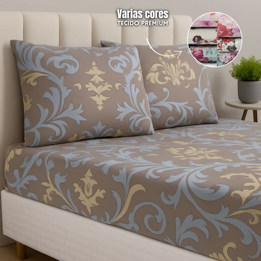 Jogo de Lençol 400 Fios Micropercal Estampado Solteiro Casal Queen King 2 3 Peças Elástico Toque Suave Lavável
