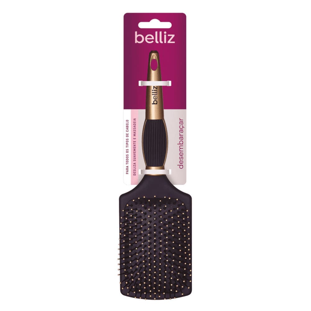 Escova de Cabelo Black e Gold Racket - Belliz