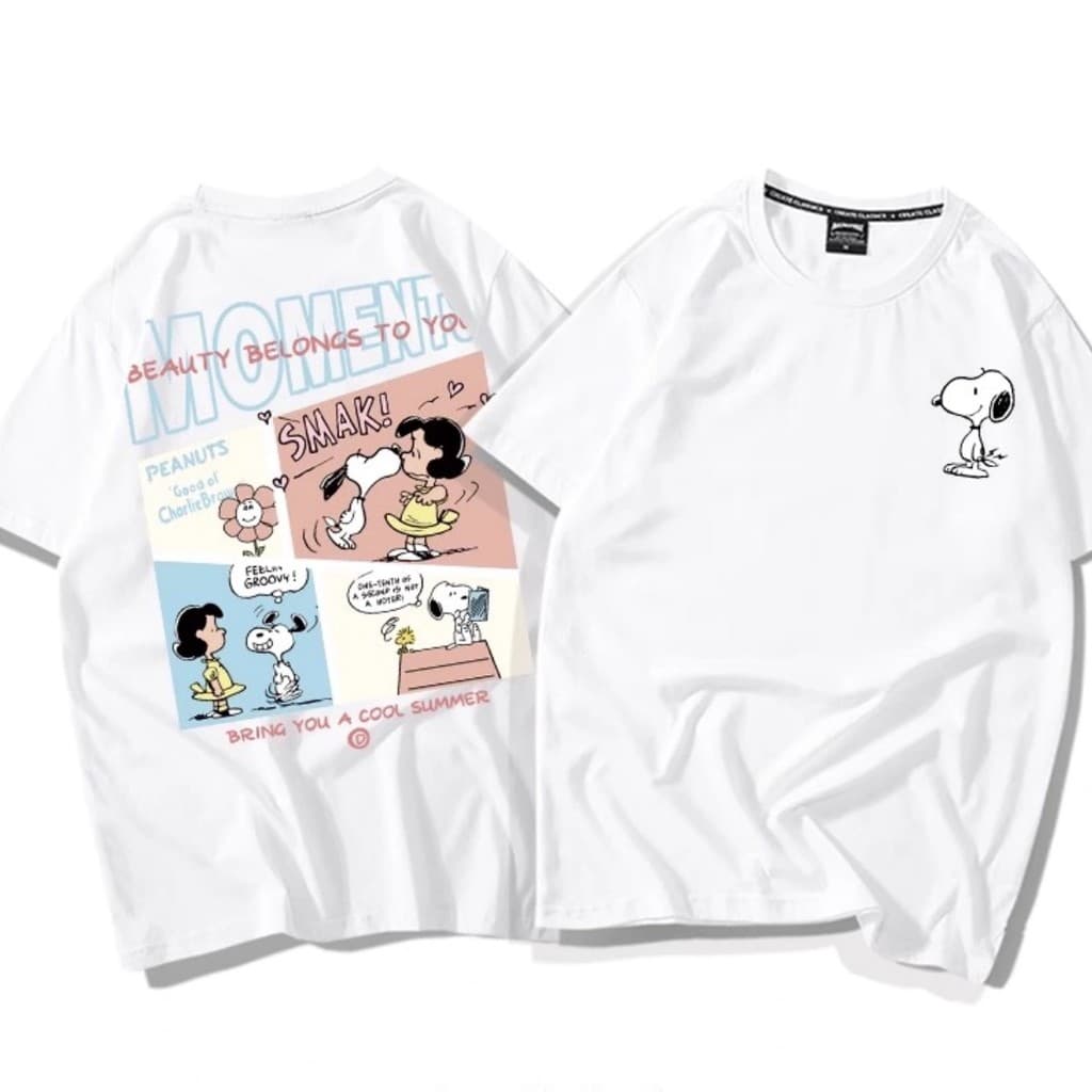 BR.Moonlight unissex oversized streetwear camiseta Snoopy Moment Vintage Anime Branco Camisa