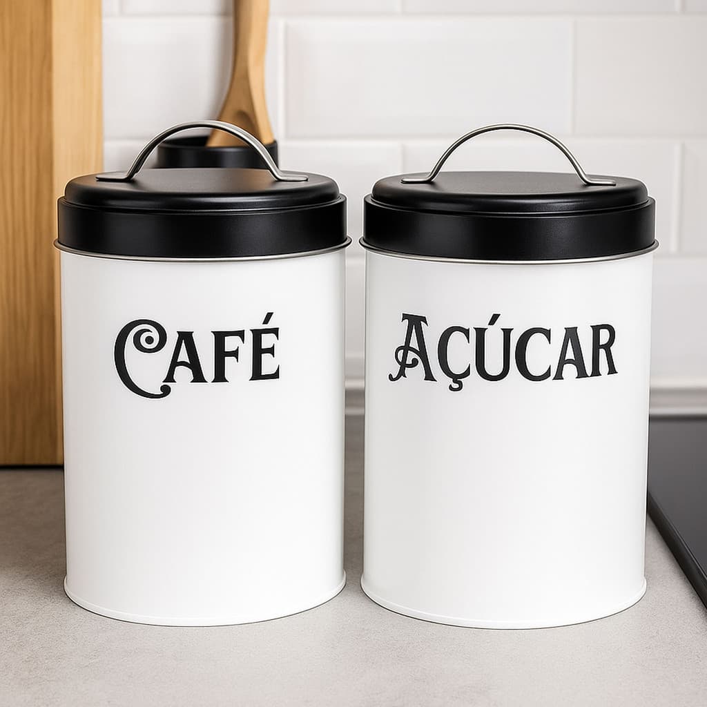 LATA DE METAL LATA DE CAFÉ AÇÚCAR CONDIMENTOS BRANCA
