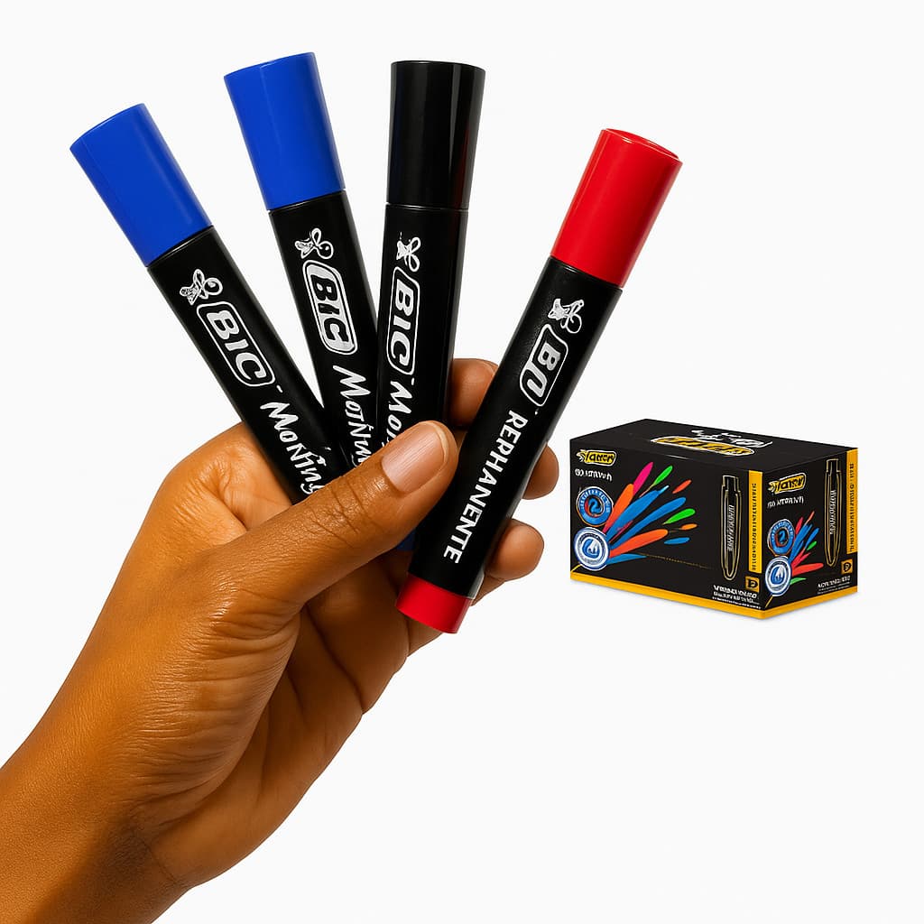 Caneta Marcador Permanente Recarregável, Pincel Atômico Bic 12 Und