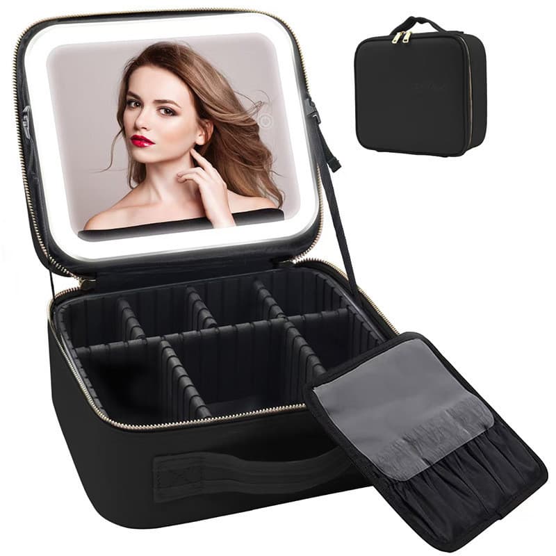 Kit Maleta Maquiagem completo Profissional Com Espelho e Luz Led e paleta de maquiagem