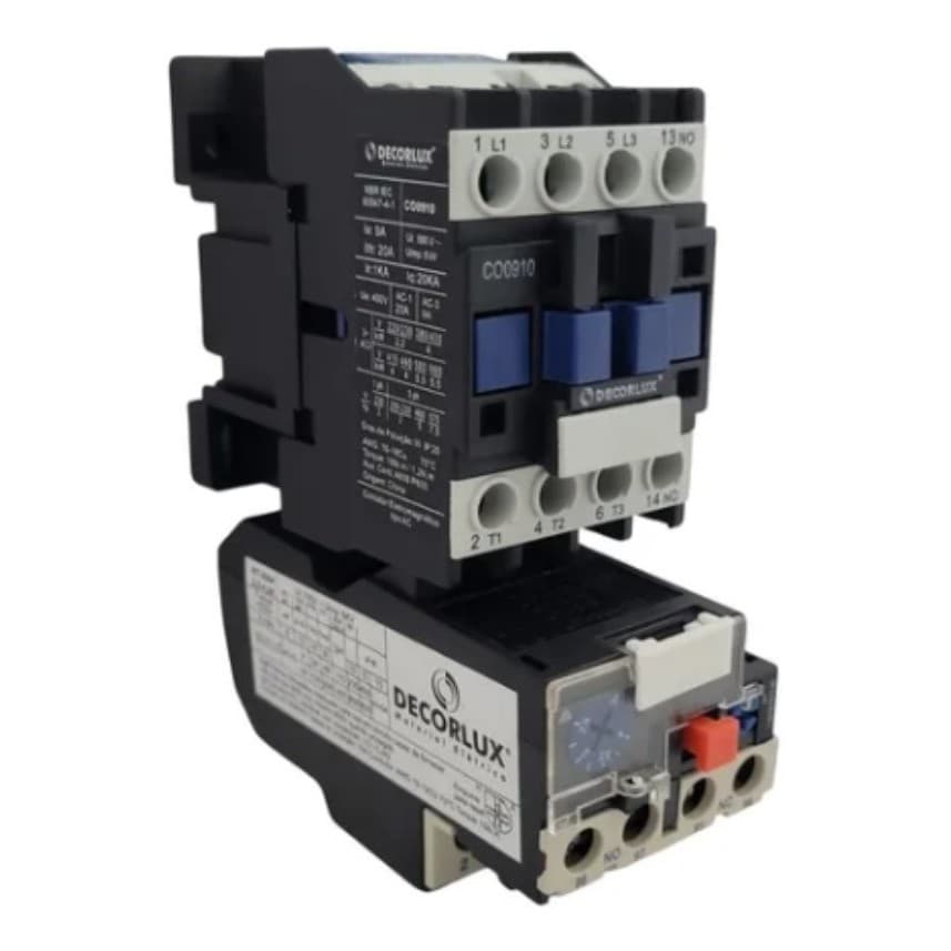KIT CONTATOR 9A + RELÉ TÉRMICO AJUSTE 7 a 10A - 127V