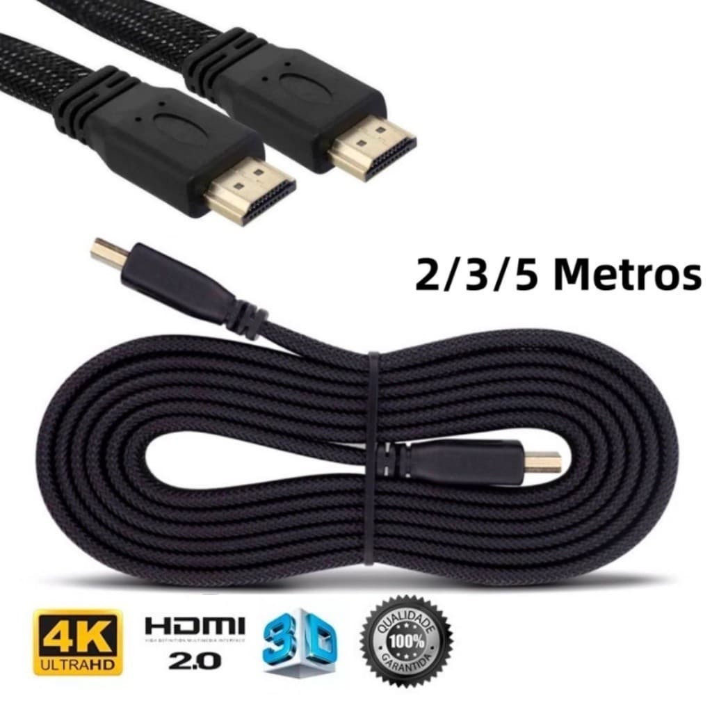 Cabo Hdmi HdTV Full Hd 4K 3D Alta definição Resolução Versão 2.0 2/3/5 Metros