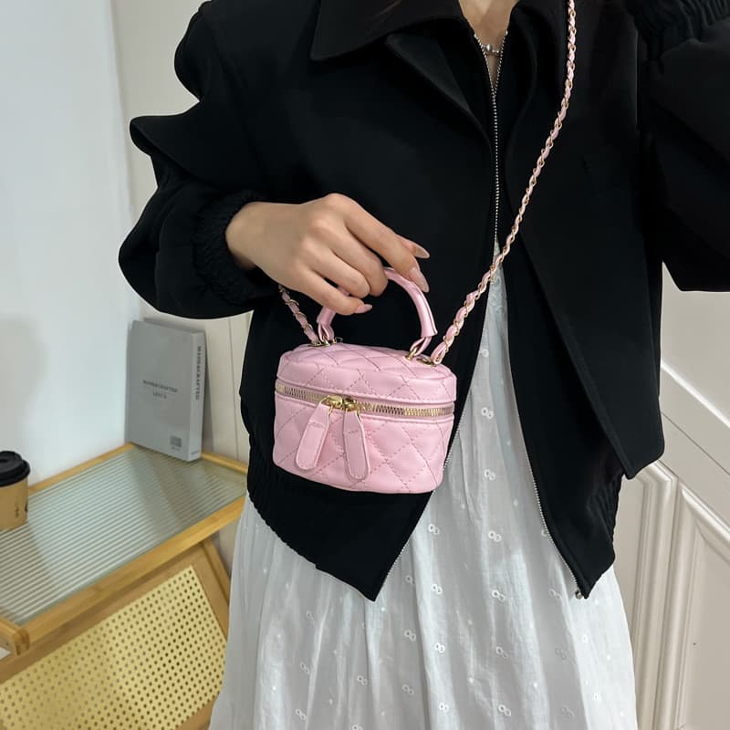 Mini bolsa de mão acolchoada com corrente, bolsa transversal versátil para mulheres