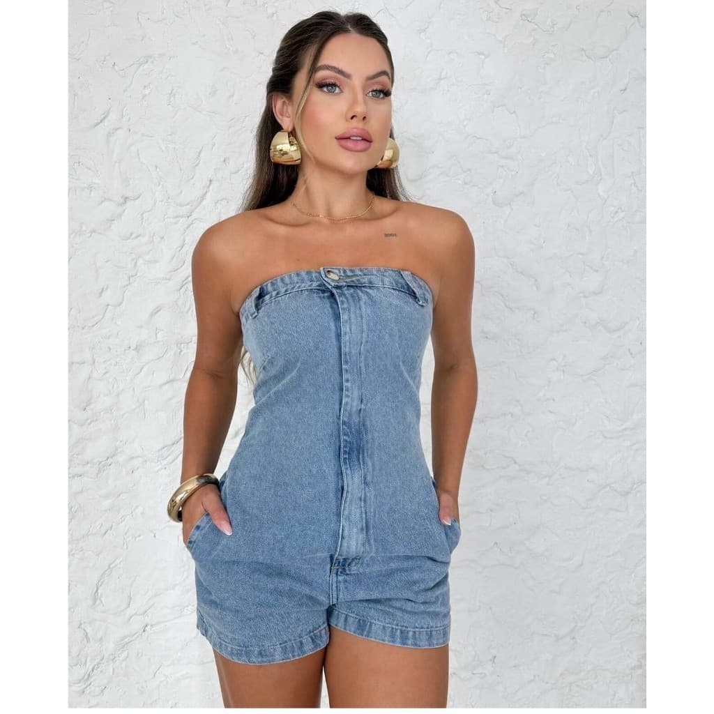 ninajeans 3011 Macaquinho Feminino Jeans Macacões Escuro Jardineiras 3011