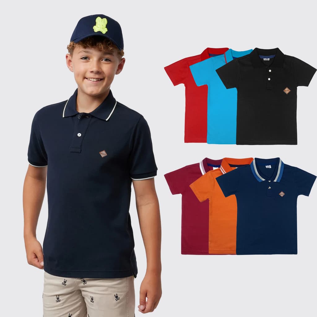 Camisa Gola Polo Infantil Básica Algodão Camiseta Meninos