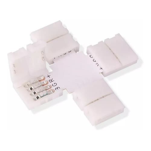 Conector X Emenda Rápida 10mm 4 Vias Fita Led Rgb 5050