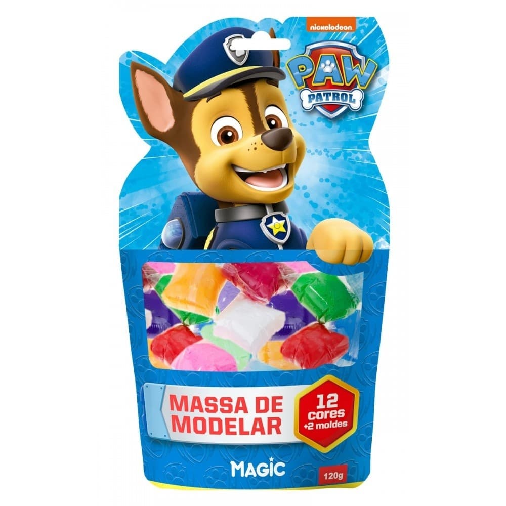 Massa de modelar 12 cores 2 moldes - Patrulha Canina - Azul