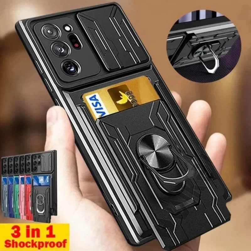 slot Para Cartão Câmera Proteger Caso Samsung Galaxy S26 S25 S24 S23 S22  Ultra Plus S25 FE Armadura Anel Híbrido Capa