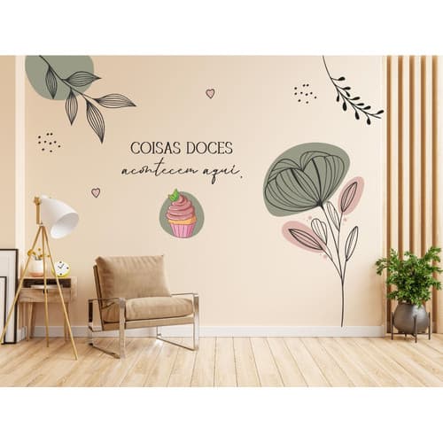 Adesivo Parede Confeitaria Padaria Coisas Doces Bolo Verde