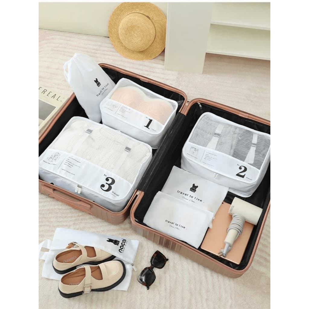 7 Peças Armazenamento De Viagem Set Para Roupas Organizador Guarda Roupa Mala De Viagem