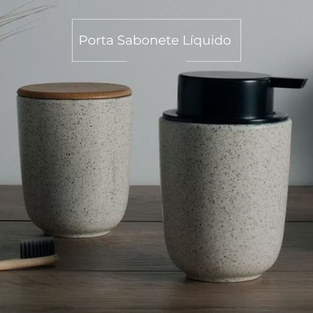 Porta Sabonete Líquido Dispenser Branco Marmorizado Cerâmica Para Bancada OU