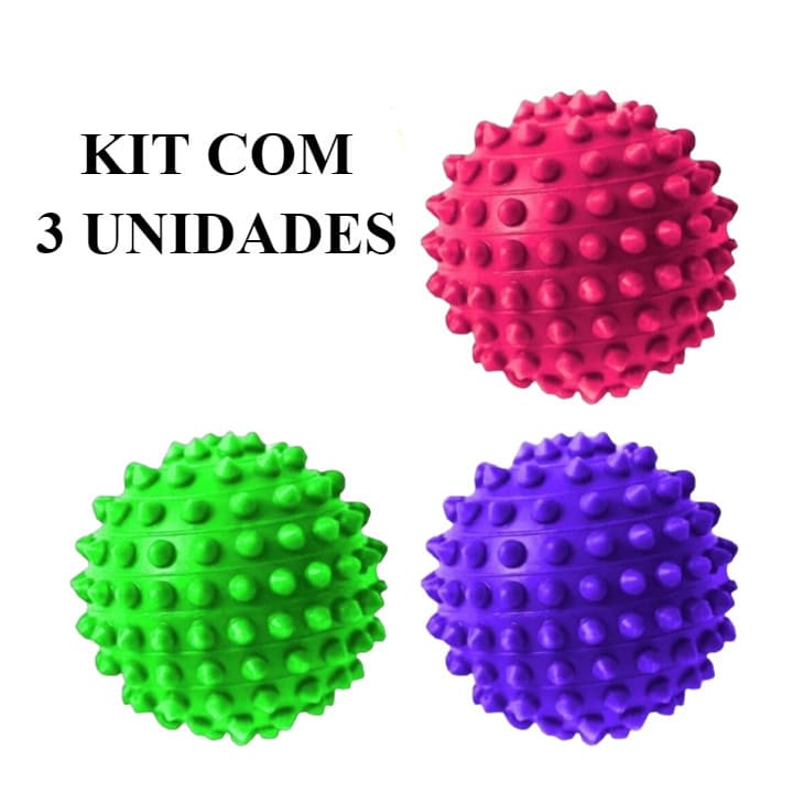Kit 3 Bolas Cravo 6cm Massagem Fisioterapia Antiestresse