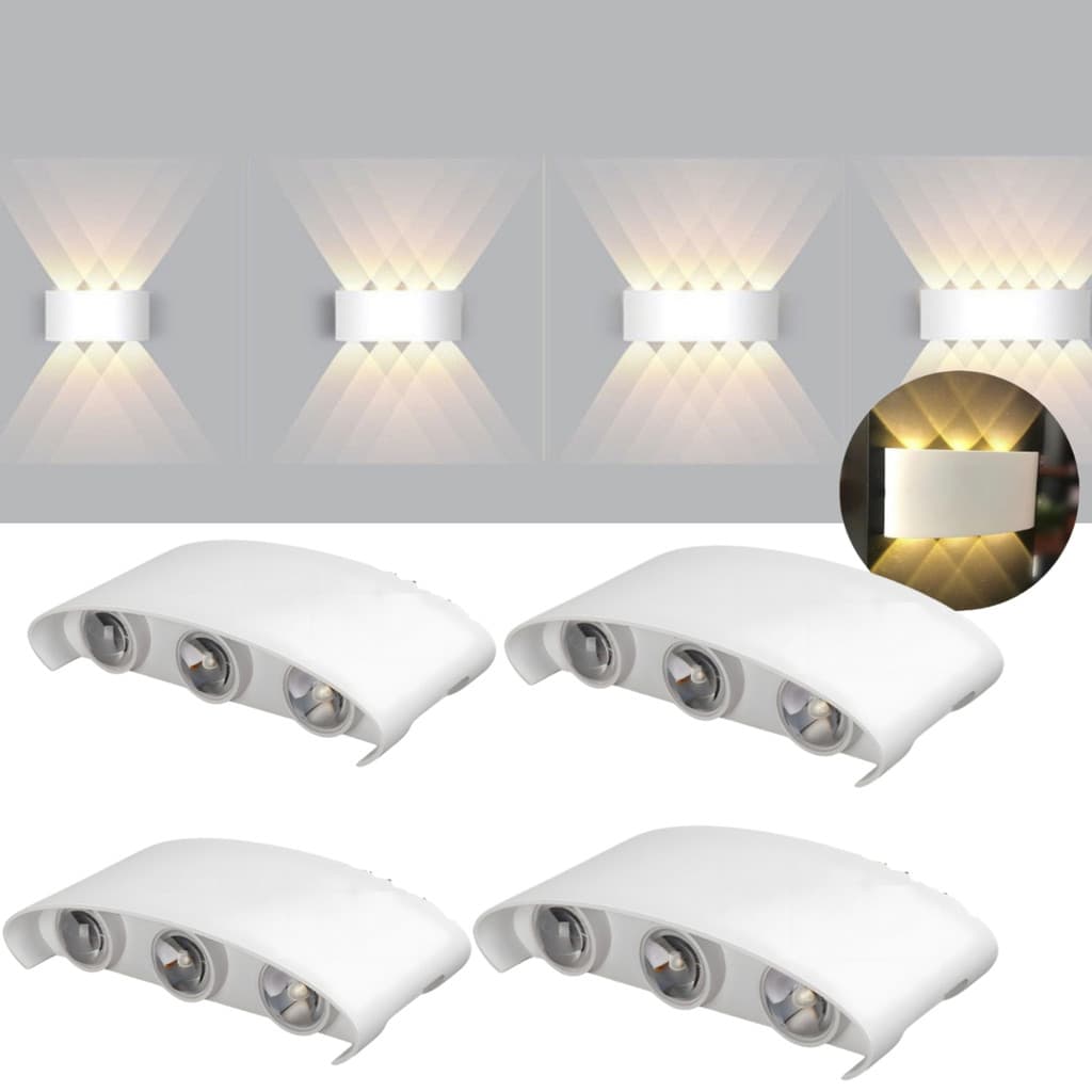 Kit 4 Arandela de Parede LED Luminária de 6w 6 Fachos de Luz Branco Quente
