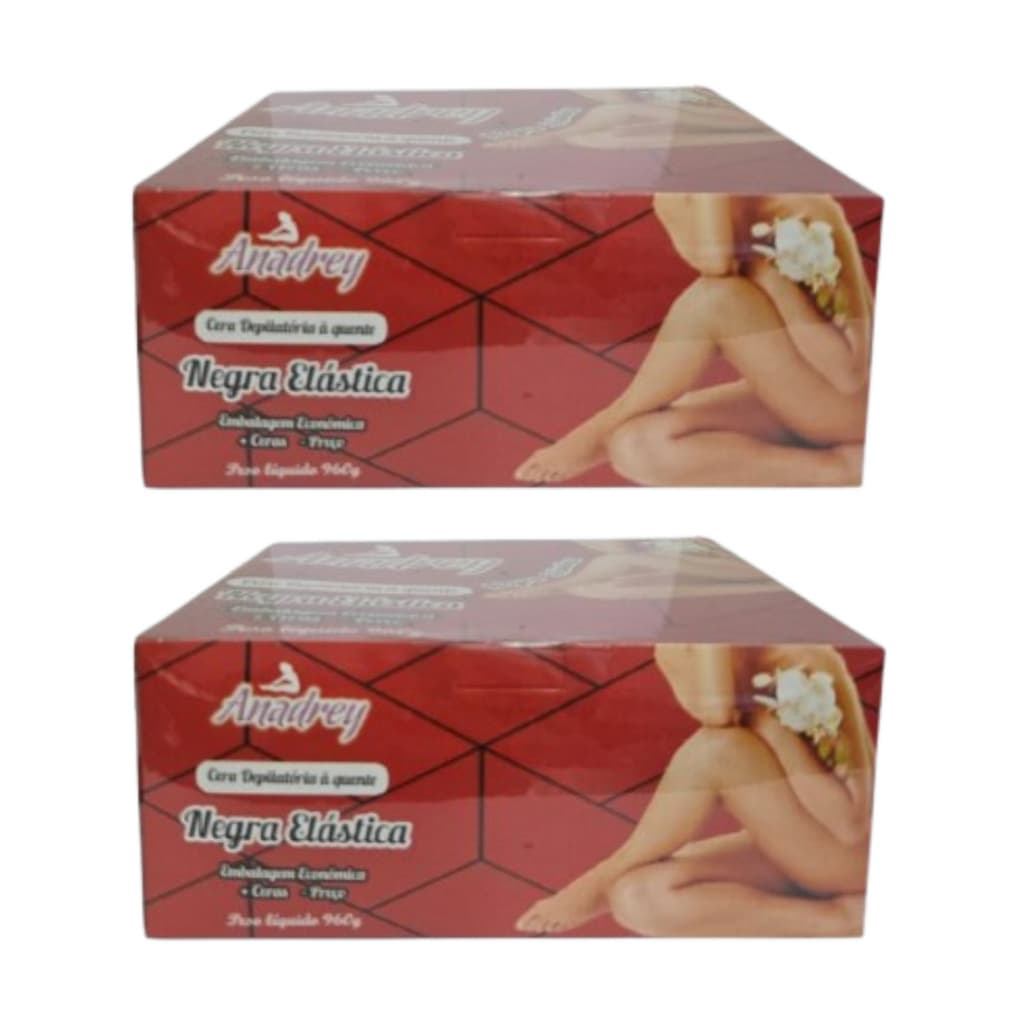 Kit Com 2 Cera Depilatória Anadrey Negra Elástica 960g