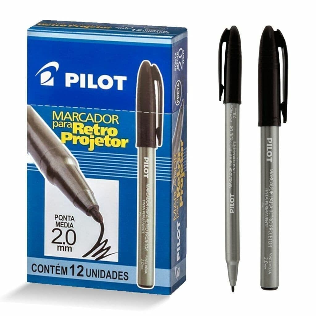 RETROPROJETOR PILOT 2.0 PRETO 12 UNIDADES
