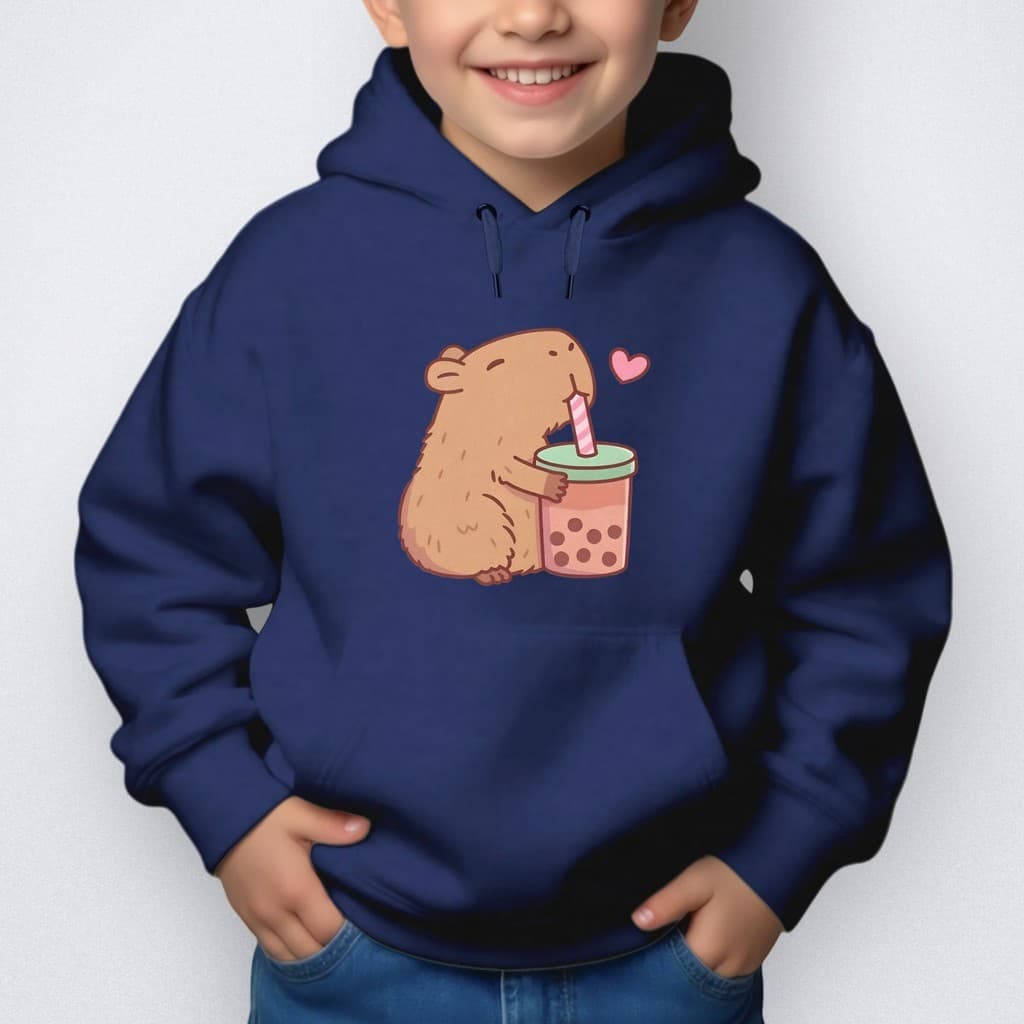 Moletom Infantil Blusa Capivara Milk Shake Canguru Capuz Menino Menina Confortável Reforçado