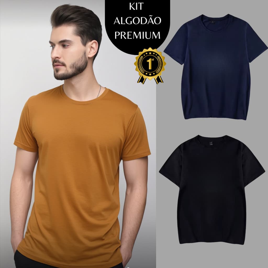 Kit Camisetas Algodão Streetwear Camisa T-Shirt Masculina Slim Promoção Algodão Varias Cores