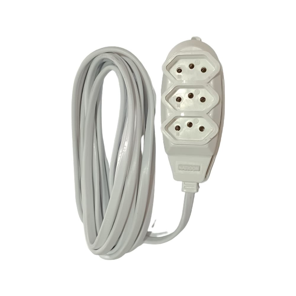 Extensão De 3 Tomadas Com 3 Pinos De 2 Metros Branco Bright