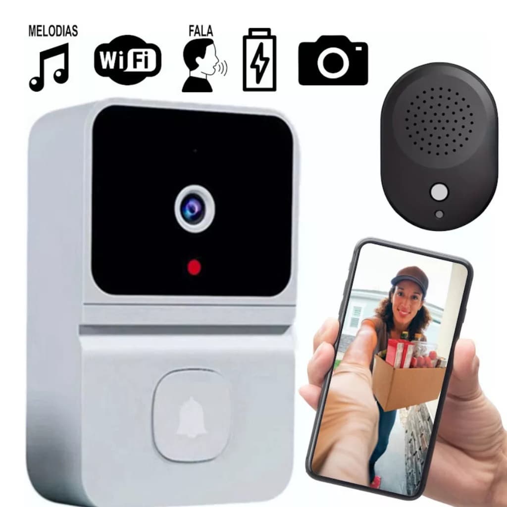 Campainha Inteligente Wi‑Fi com Câmera e Áudio Bidirecional