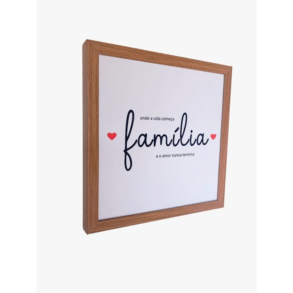 Quadro cobre caixa de luz com moldura resinado 43x43 Aonde a felicidade começa FAMILIA quadro decorativo sala moda casa