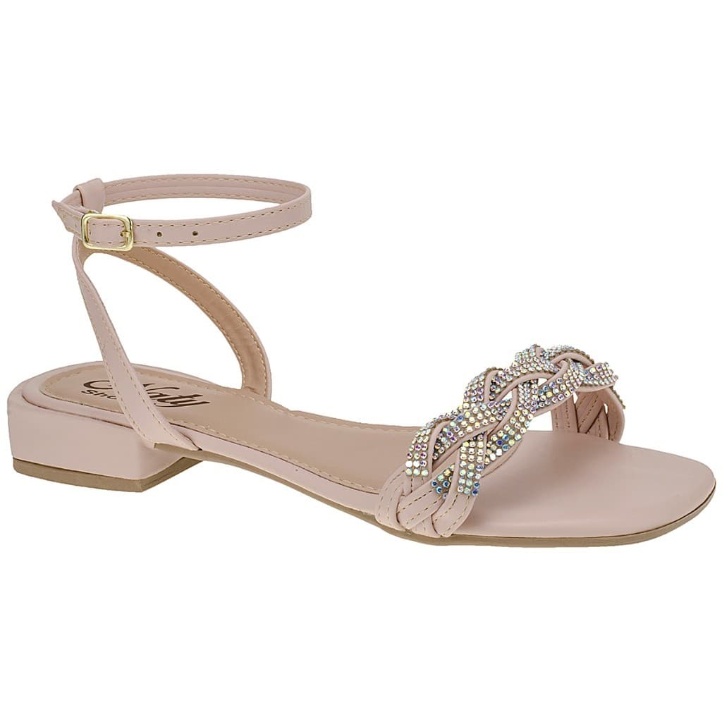 Sandália Feminina Strass Saltinho 2,5cm Festa Moda Evangélica Confortável Elegante Antiderrapante
