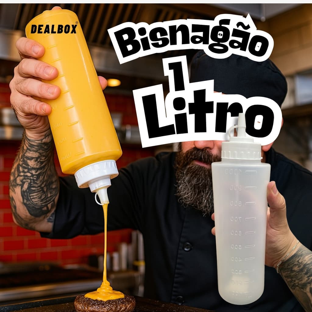 Bisnaga 1L Grande Bisnagão Leite Condensado Ketchup Mostarda Maionese Crepe Donuts