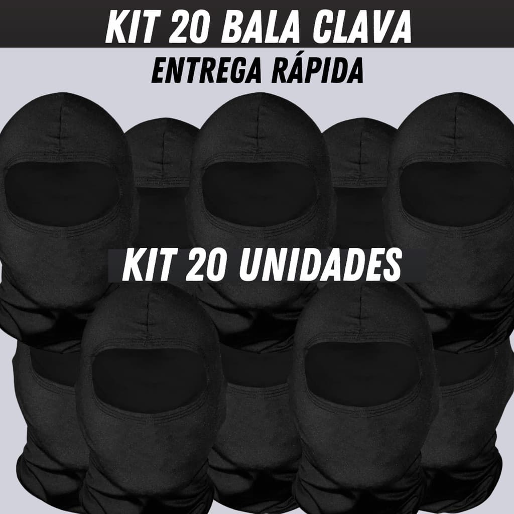 Kit 20 touca Ninja Balaclava Toca UV+50 Proteção Solar Térmica Motoqueiro Motoboy touca preta