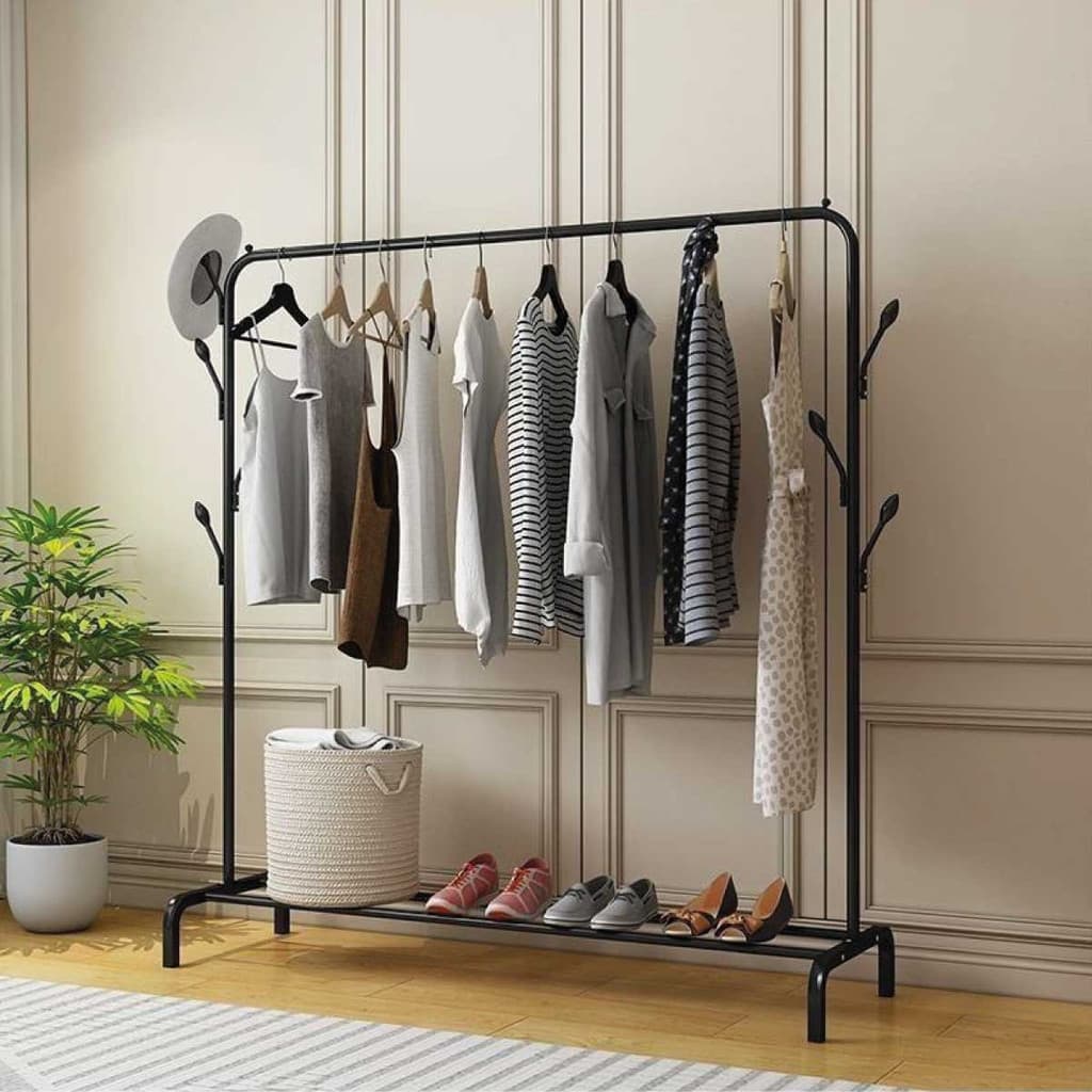 Arara Closet Cabideiro Com 1 Prateleira De Aço 110cm X150cm Expositor de roupas Jolitex