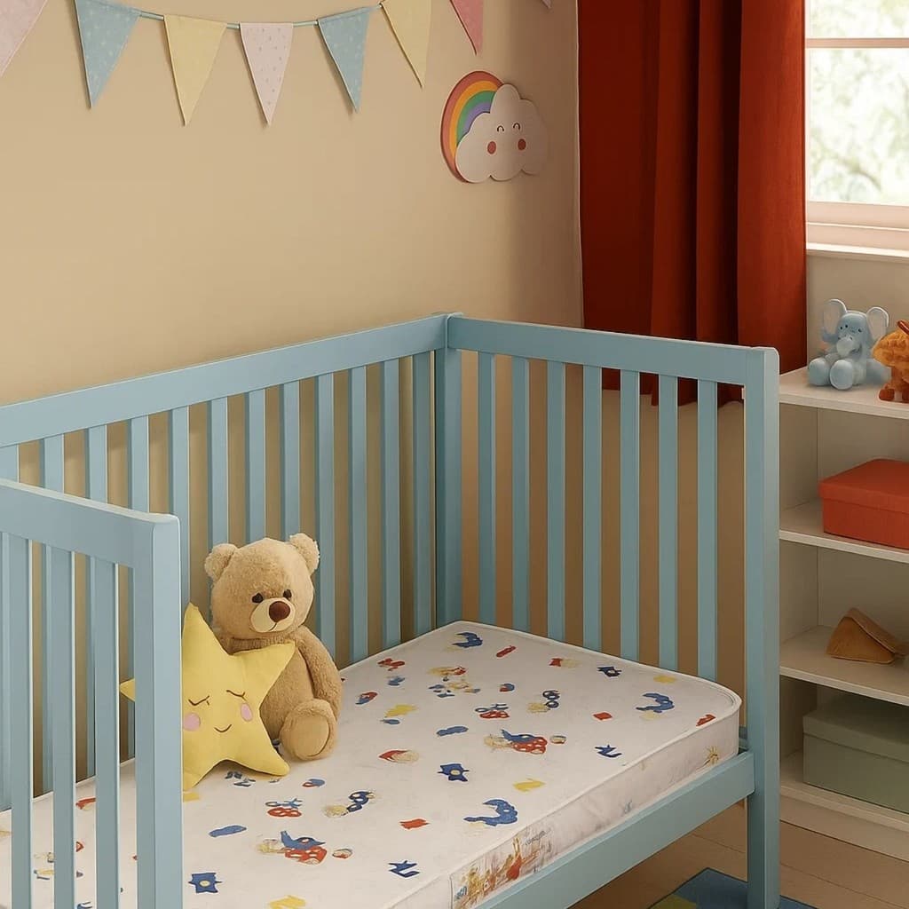 Colchão De Berço Impermeável Modelo Americano 130x70x10 D20 Para Bebe Chiqueirinha Cercadinho