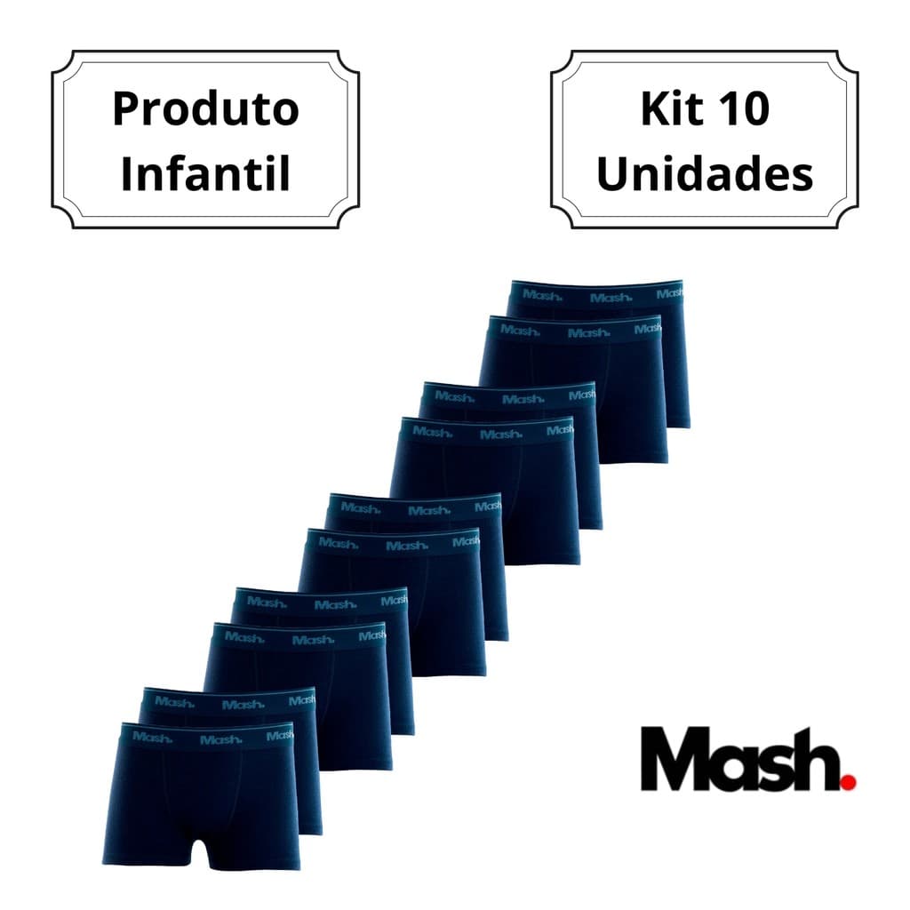 Kit 10 Cuecas Boxer Infantil Mash 110.07 Combo Promoção