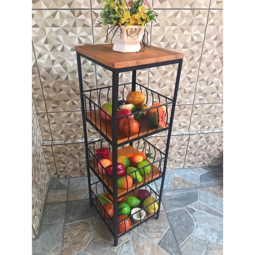Fruteira Porta Filtro Ferro E Madeira Artesanal Minas Gerais
