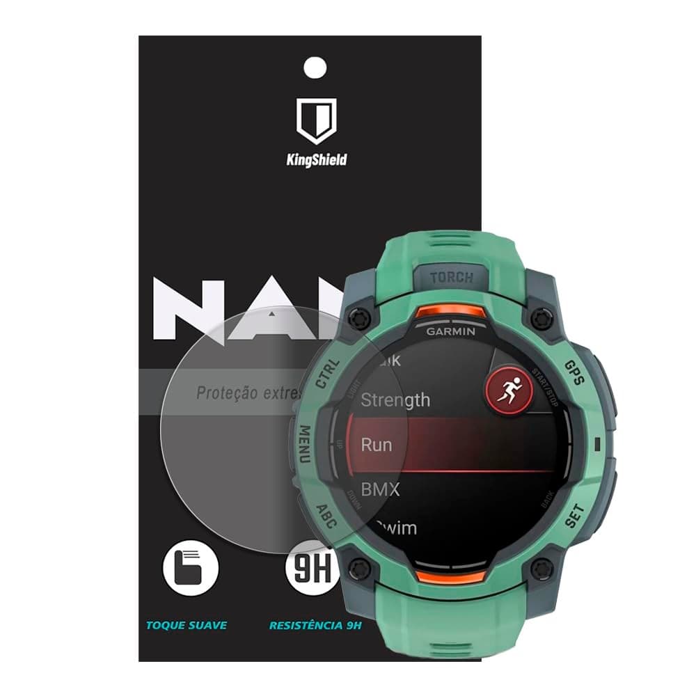 Película Garmin Instinct 3 50mm Kingshield Nano Vidro Clear Anti-Risco Relógio Corrida Smartwatch