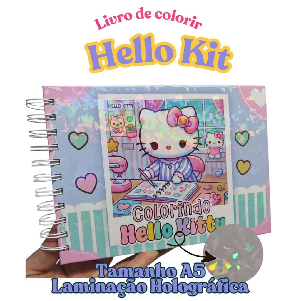 Livro de colorir Hello Kit capa dura folhas 180 gramas Helo - PINTURA RELAXAMENTO COLORING BOOK