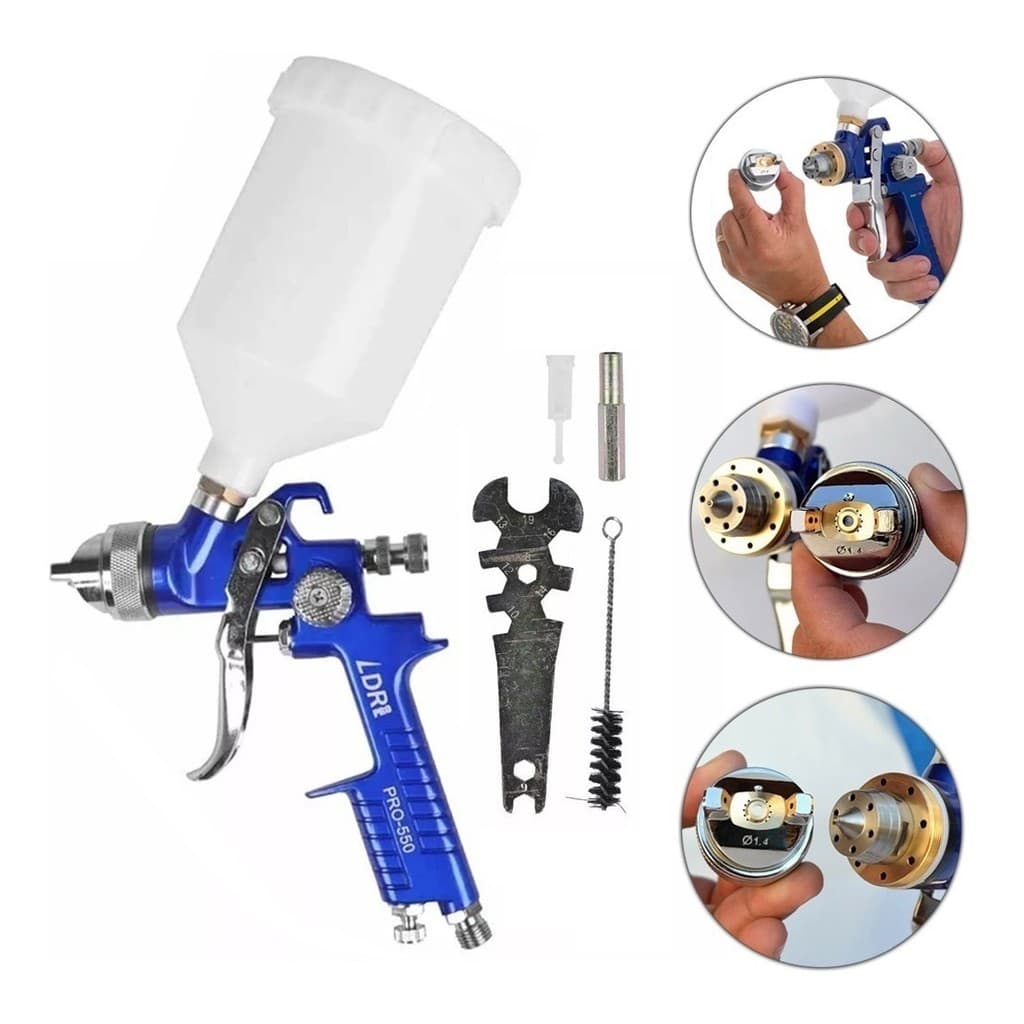 Pistola de Pintura Tipo HVLP Gravidade Bico 1.4mm 600ml LDR2 PDR PRO-550