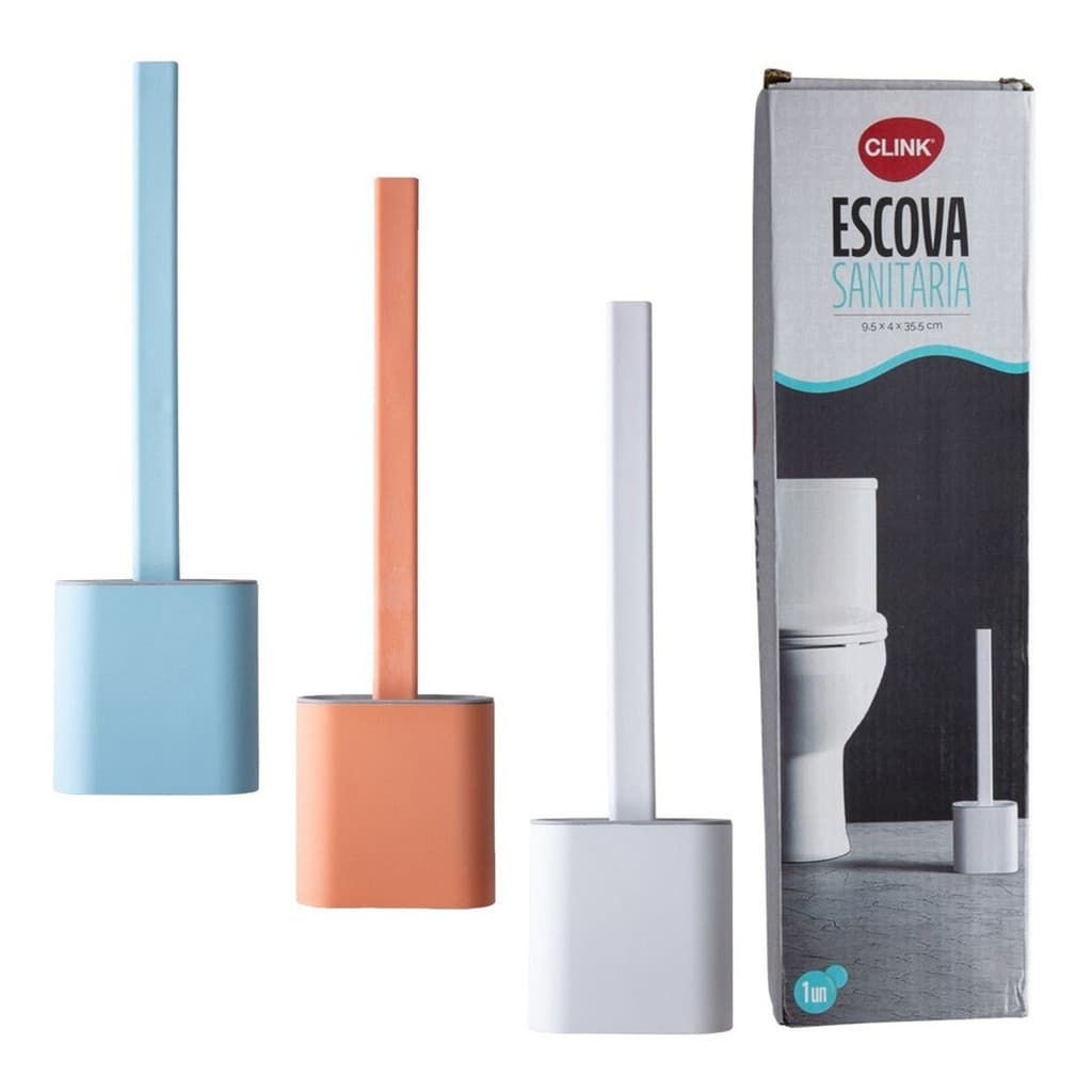 Escova Sanitária Quadrada de Silicone para Limpar Vaso Privada com Adesivo
