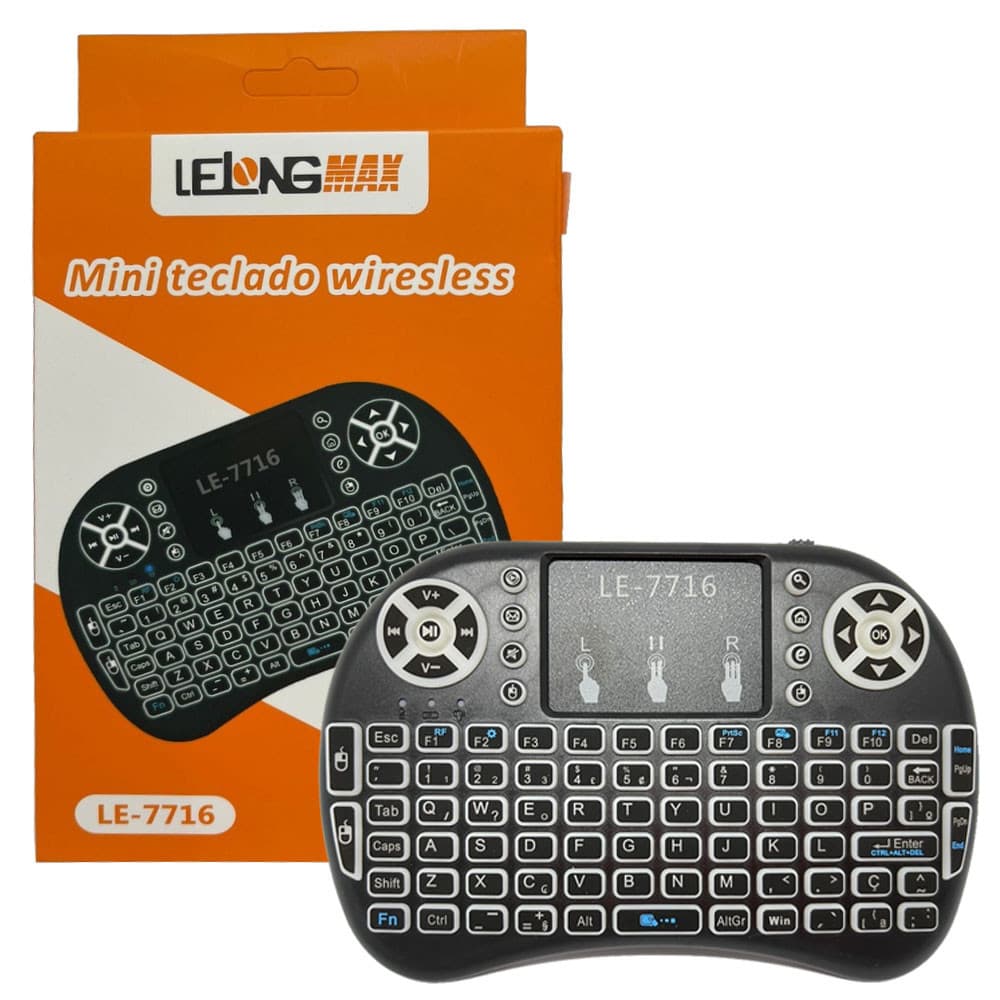 Mini Teclado Bluetooth Portátil Com Led Para Smart Tv