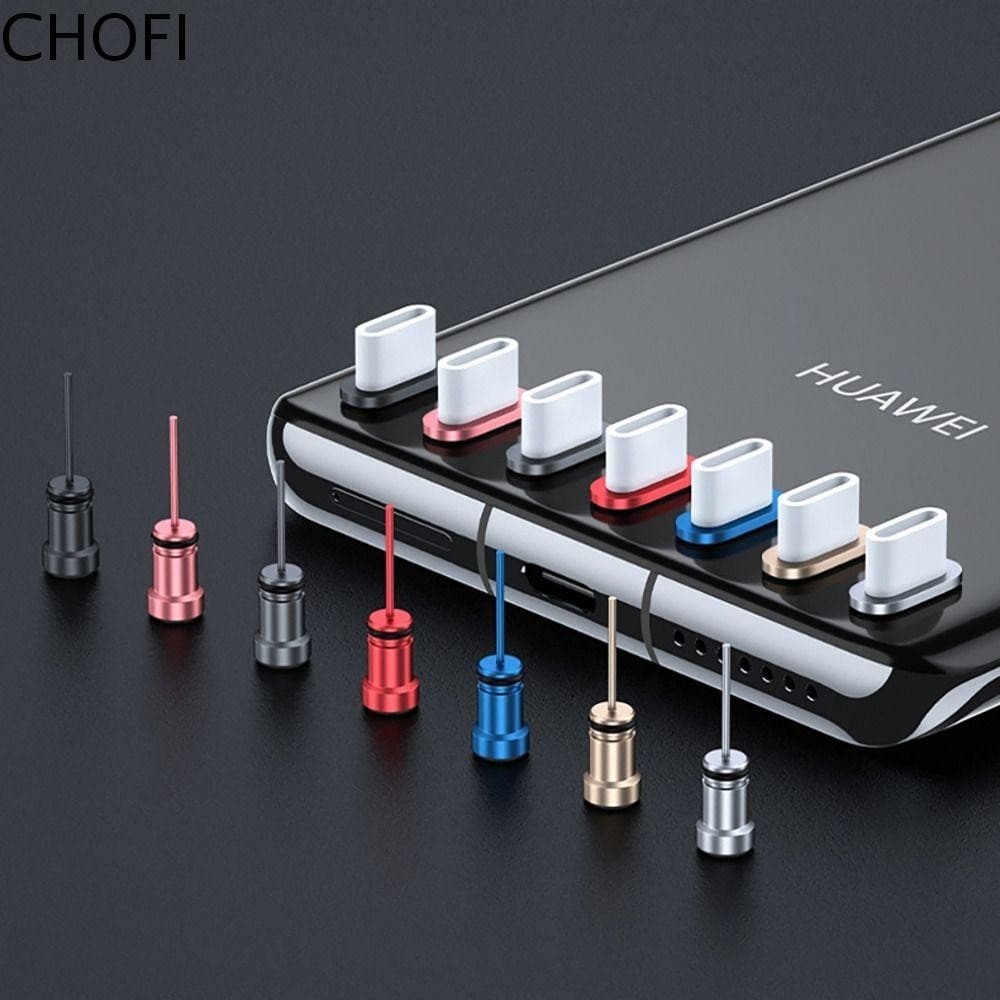 CHOFI Plugue De Pó De Alumínio Liga Para Celular 3.5mm Fone De Ouvido Tomada De Tampa Do Tipo C Protetora À Prova