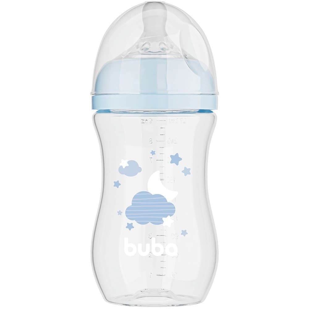 Mamadeira Buba Easy Flow 270ml C/ Bico Fluxo 2 Silicone Nuvem Azul mamadeira buba