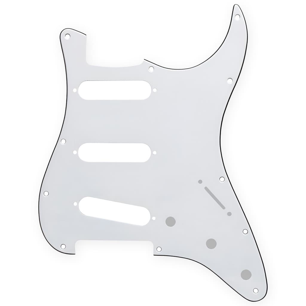 Escudo para Guitarra Stratocaster SSS Branco 11 Furos - 3 Camadas (Sanduiche)