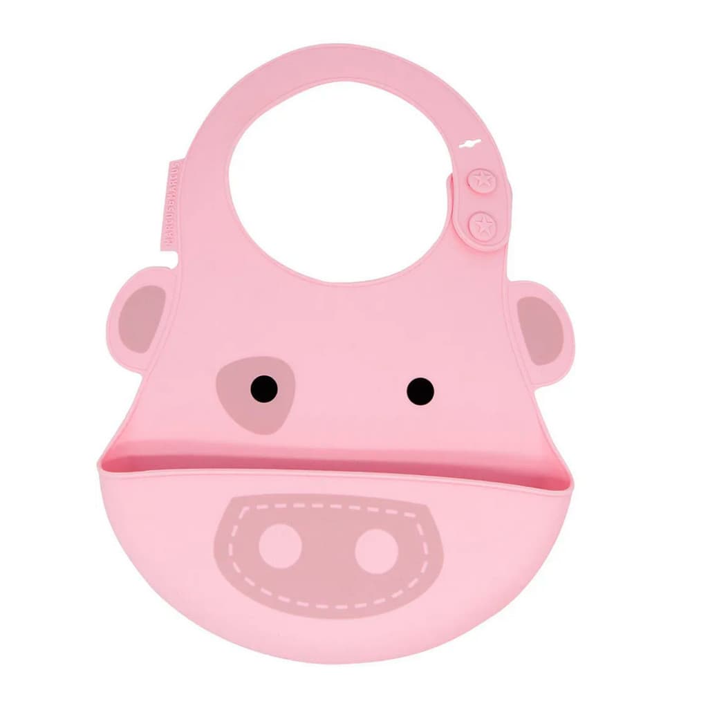 Babador Em Silicone Rosa P/ Neném Marcus & Marcus